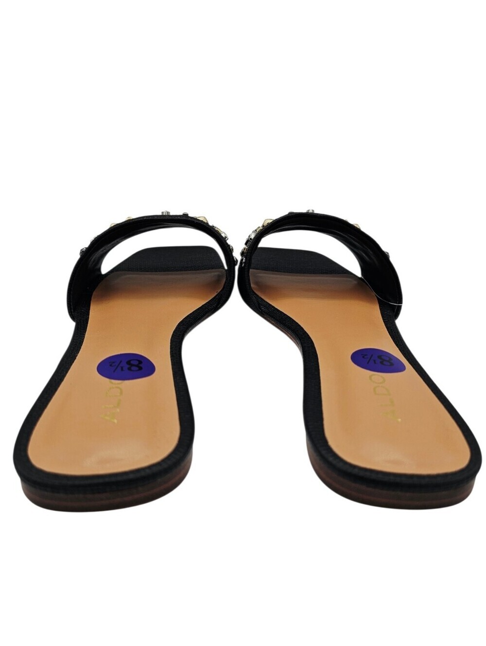 ALDO Itsandal Black Slide Sandals with Studded Rhinestones Embellishments NWOT - Picture 8 of 11